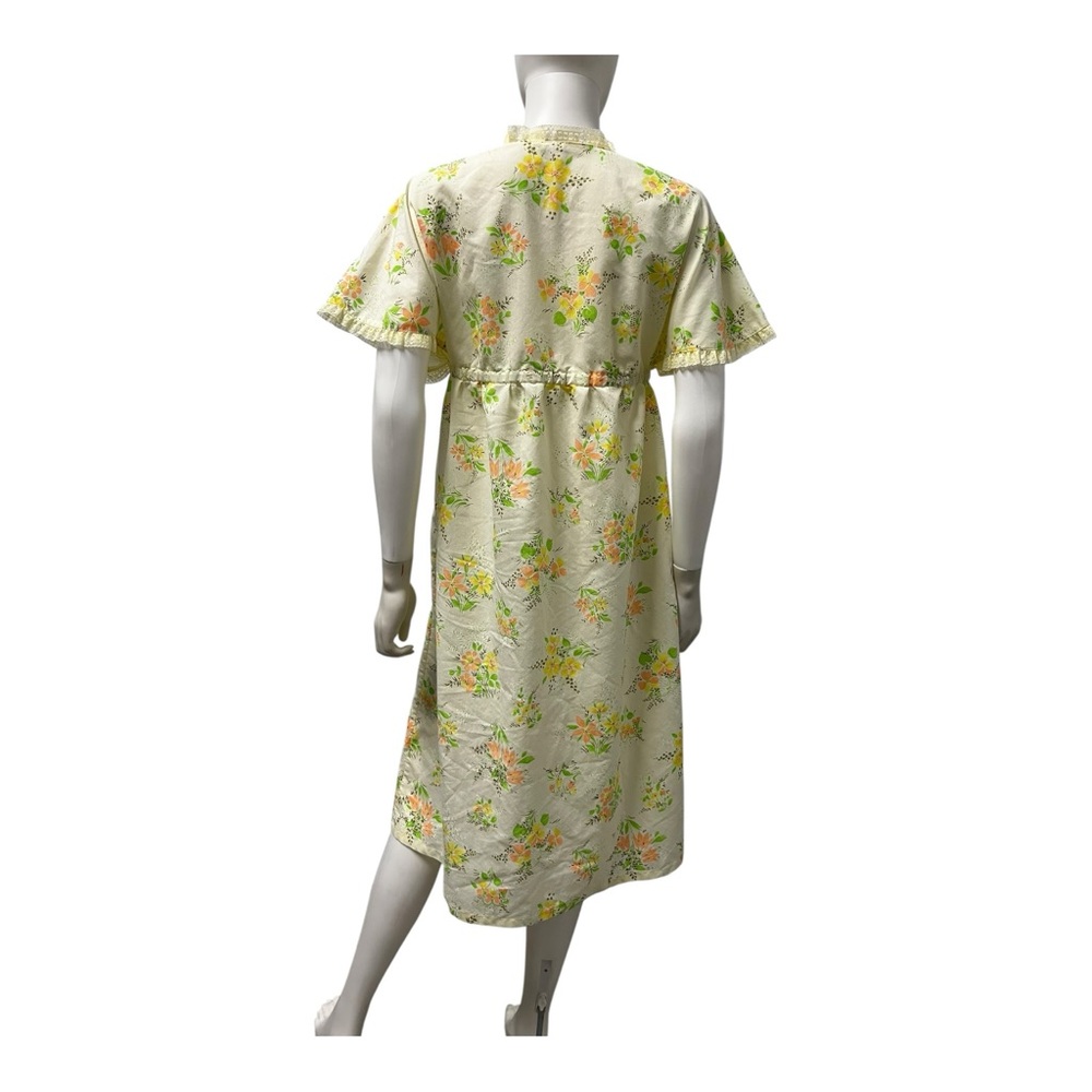 VTG 70s Yellow and Green Floral Women's Robe - Picture 5 of 9